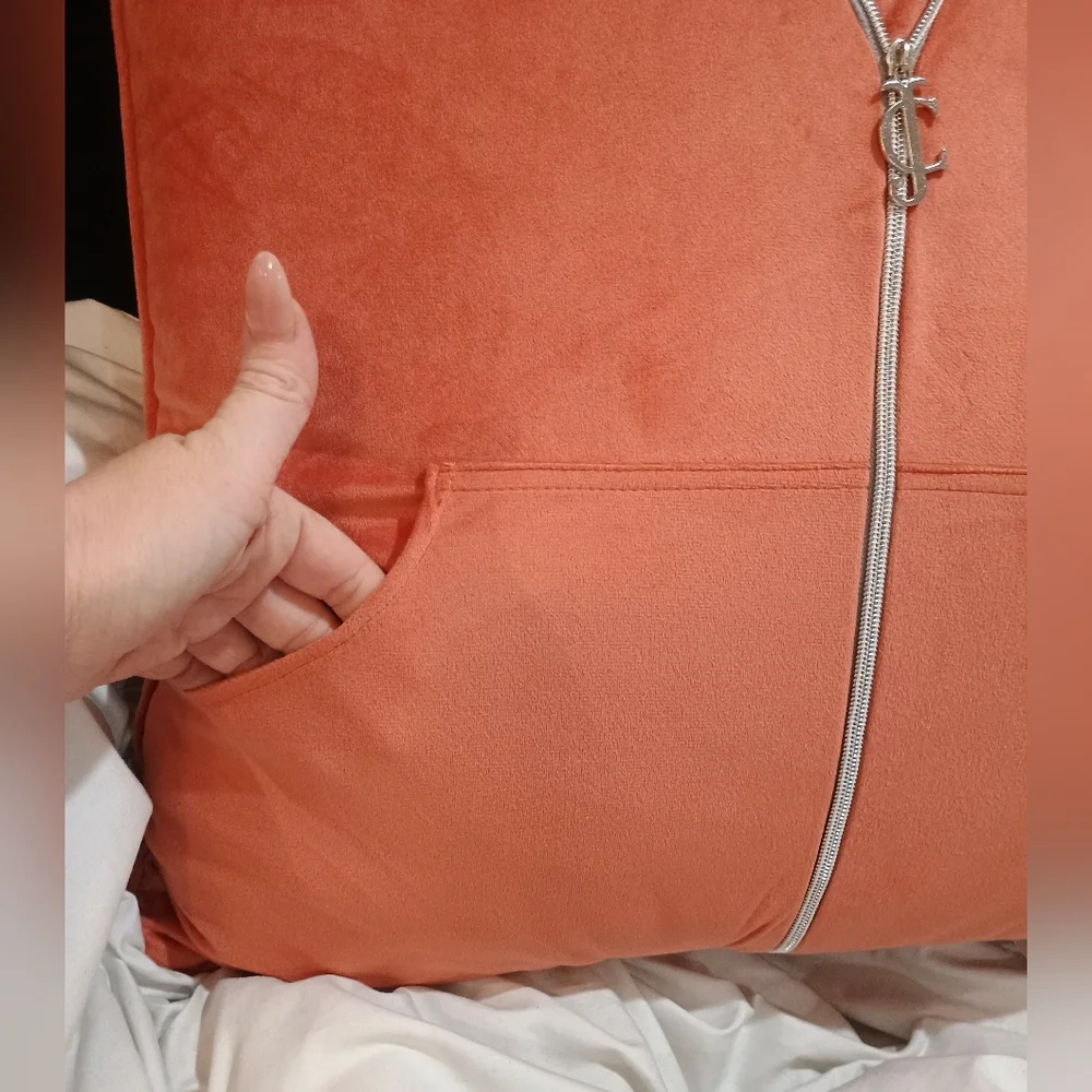 New Juicy Couture Elegant Coral Velor Jacket Pillow W Pockets